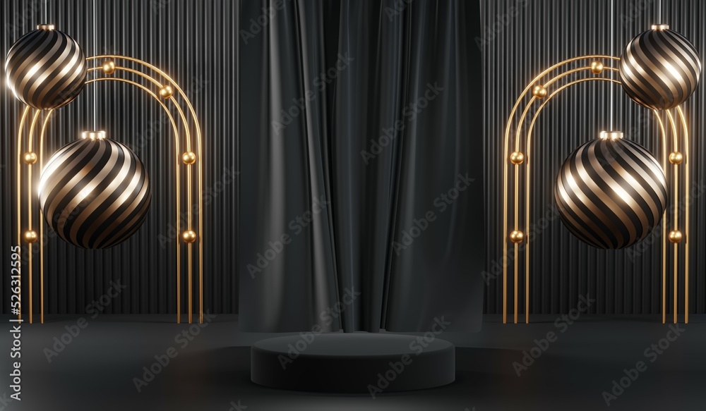 3D rendering of blank product background for cream cosmetics Modern black podium background 3D rendering of blank product background for cream cosmetics Modern black podium background