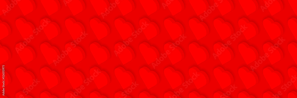Vector seamless pattern background. Happy Valentines day bright wallpaper with isometric heart shapes. Repeatable romantic backdrop.