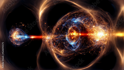 The quantum realm, quantum particles, quantum computing, galaxy-like, generative AI
