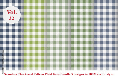 Plaid lines Pattern checkered Bundle 5 Designs Vol.32,vector Tartan seamless