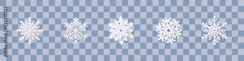 Snowflake collection. Vector illustration. Merry Christmas. 3D snowflakes with a shadow.