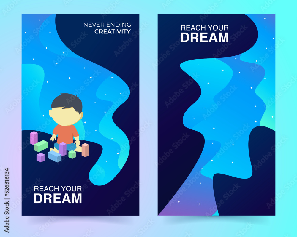 Kids banner illustration. banner. Child dream banner. Reach