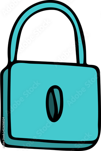 Hand drawn lock icon. Vector illustration, doodle style.