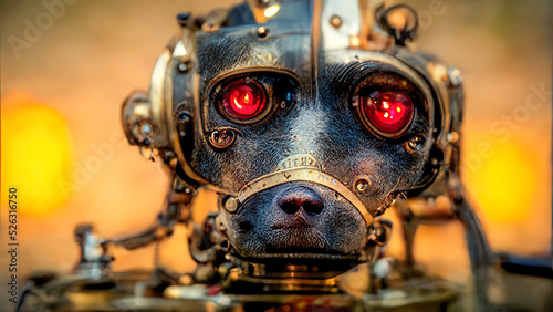 Scary robot animal android. Old metal, mechanisms, gears © vladnikon