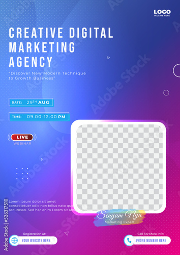 Digital marketing business online webinar poster template