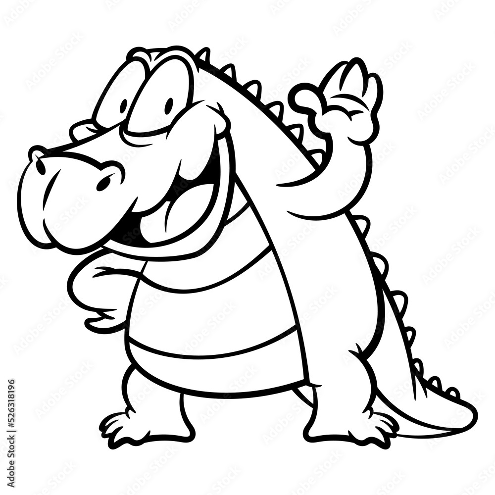 Fototapeta premium Hand drawn of Funny Big Alligator greetings, best for sticker, mascot, and coloring book with zoo themes for children