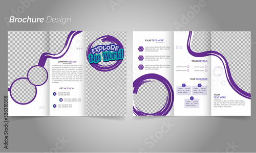 modern travel trifold brochure cover, travel brochure or poster