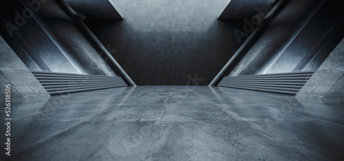 Photographie Sci Fi Futuristic Modern Concrete Cement Asphalt Realistic Tunnel Corridor Hallw