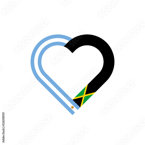 friendship concept. heart ribbon icon of argentina and jaimaica flags. vector illustration isolated on white background