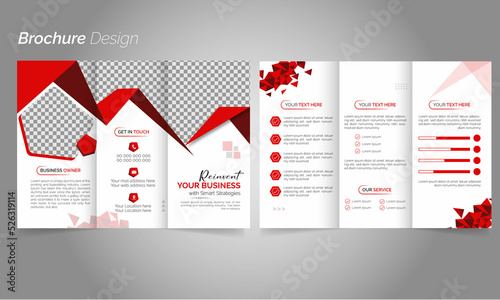Corporate trifold brochure cover. Graphic design layout with geometric graphic elements