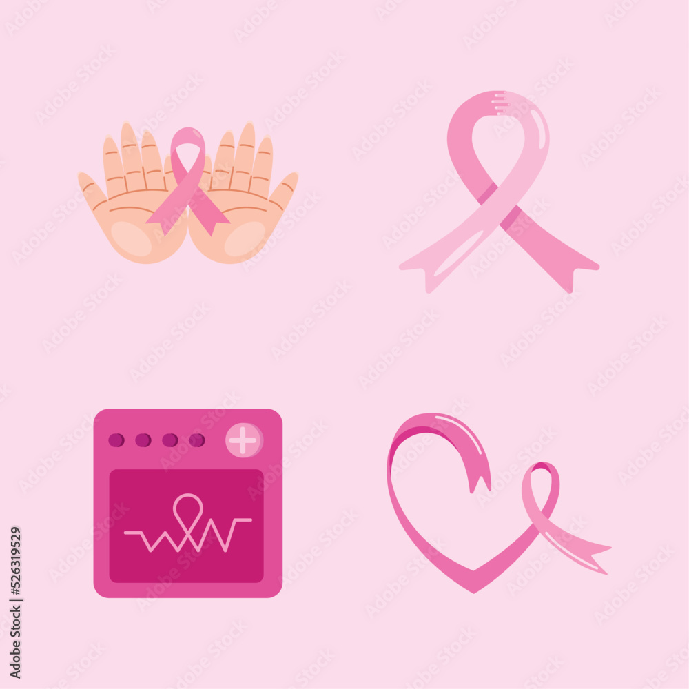 four breast cancer icons four breast cancer icons