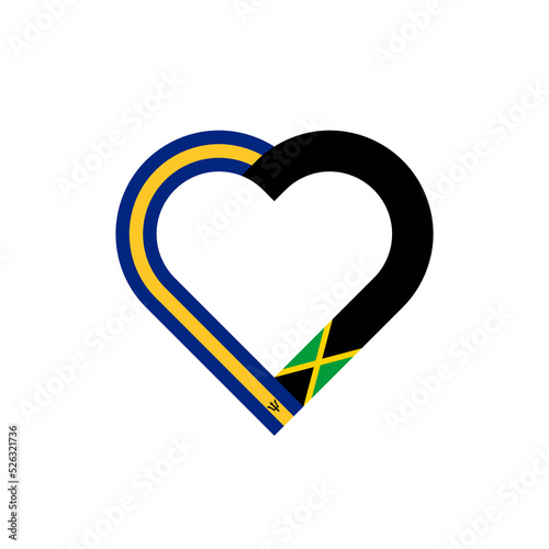 friendship concept. heart ribbon icon of barbados and jaimaica flags. vector illustration isolated on white background