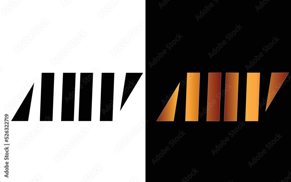 MW letter use as a logo with gradient color for font black and white background