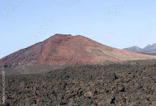 Volcanos in Timanfaya National Park on Lanzarote  Canary Islands  Spain