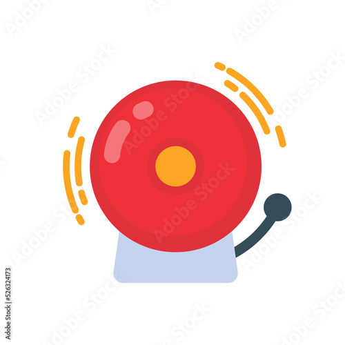 Red fire alarm bell icon. An electric bell sounds to alert you in the event of a fire.