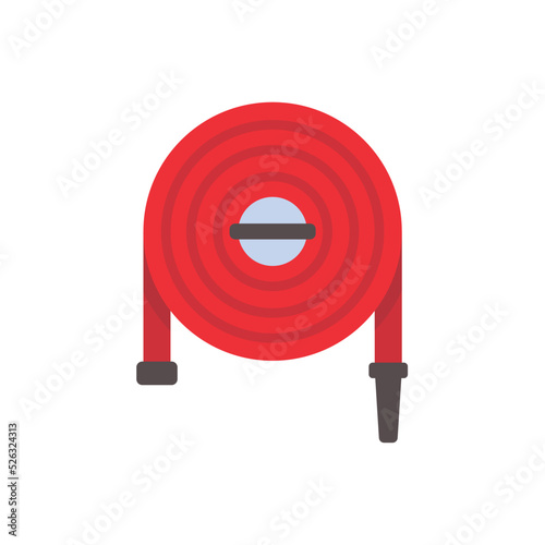 Fire hose. The red rubber hose is used to extinguish the fire.