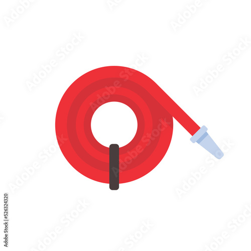 Fire hose. The red rubber hose is used to extinguish the fire.