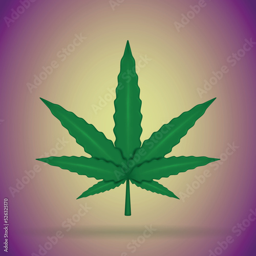 3d cannabis, marijuana leaf, hemp. Cbd products. Cartoon colorful vector icon