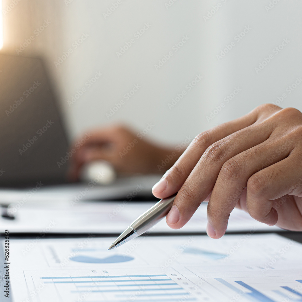 Head of marketing has analyzed the financial income graph of the company in order to develop the structure of the company to be ready for the economy in the future. Financial results analysis concept. Head of marketing has analyzed the financial income graph of the company in order to develop the structure of the company to be ready for the economy in the future. Financial results analysis concept.