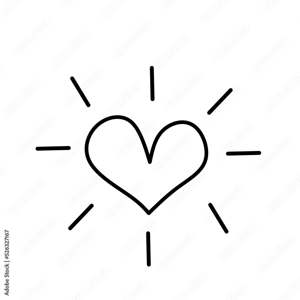 Heart illustration on white background. Black outline. The line in the form of heart. Template for Valentine's Day banners, posters, greeting cards. Heart illustration on white background. Black outline. The line in the form of heart. Template for Valentine's Day banners, posters, greeting cards.