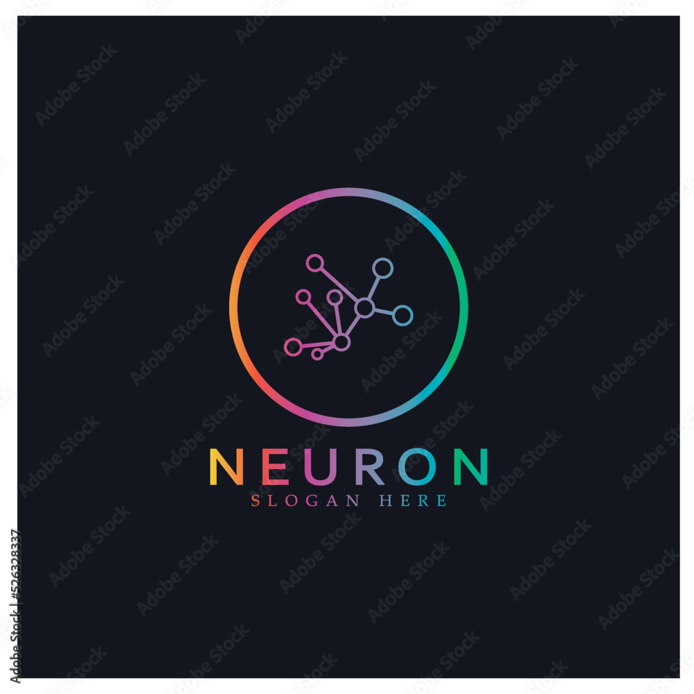 Neuron logo or nerve cell logo design,molecule logo illustration template icon with vector concept
