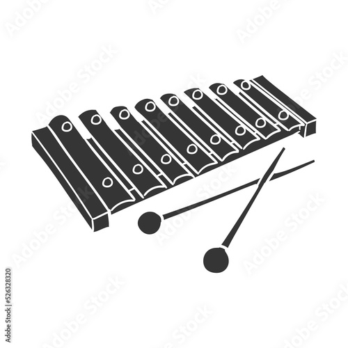 Xylophone Icon Silhouette Illustration. Music Instrument Vector Graphic Pictogram Symbol Clip Art. Doodle Sketch Black Sign.