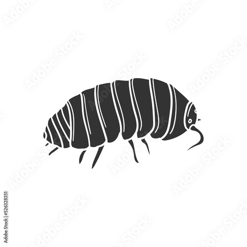Wood louse Icon Silhouette Illustration. Insects Vector Graphic Pictogram Symbol Clip Art. Doodle Sketch Black Sign.