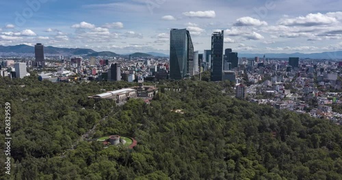 Aerial view of the Chapultepec Forest in the Mexico city in the daylight, Hyper lapse technique photo