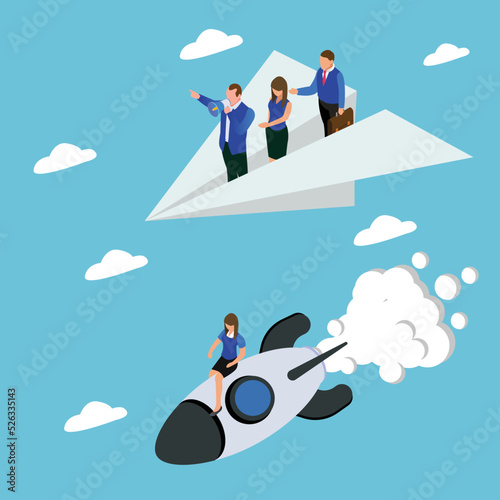 Business competition with advantage isometric 3d vector illustration concept for banner, website, illustration, landing page, flyer, etc.
