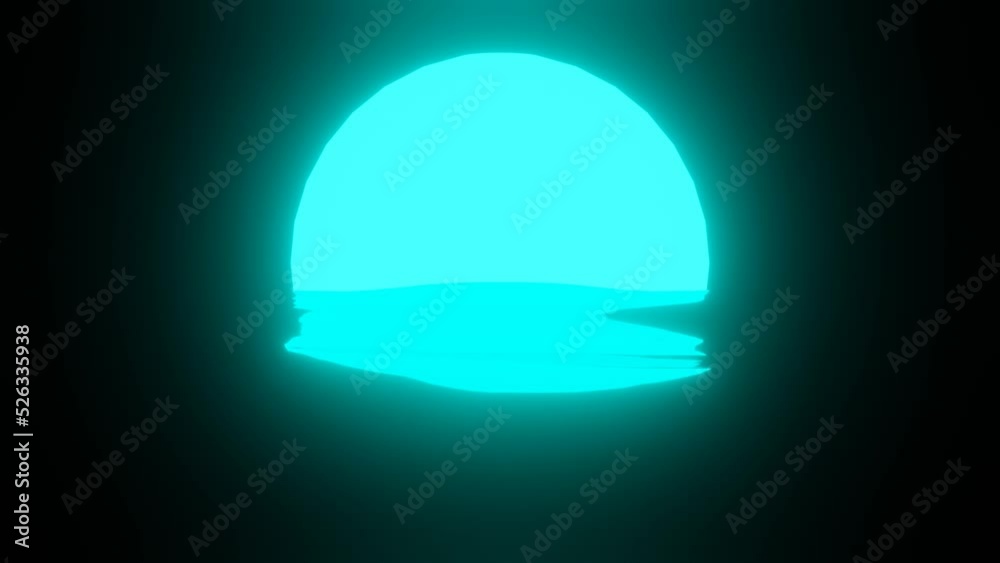 Bright Light Blue Sunset or Moon reflection in water or the ocean on black background. Seamless looping. 4K UHD. 3d rendering. Bright Light Blue Sunset or Moon reflection in water or the ocean on black background. Seamless looping. 4K UHD. 3d rendering.