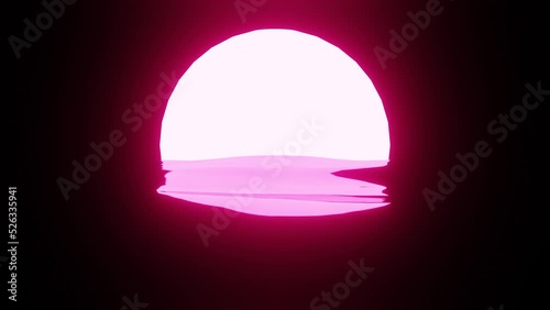 Wallpaper Mural Magenta Sunset or Moon reflection in water or the ocean on black background. Seamless looping. 4K UHD. 3d rendering. Torontodigital.ca