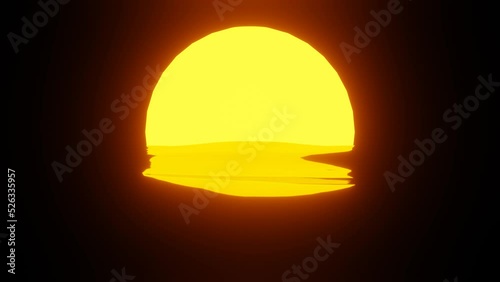 Sunset reflection in water or the ocean on black background. Seamless looping. 4K UHD. 3d rendering.