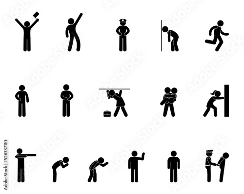 man icon, stick figure people, isolated human silhouettes