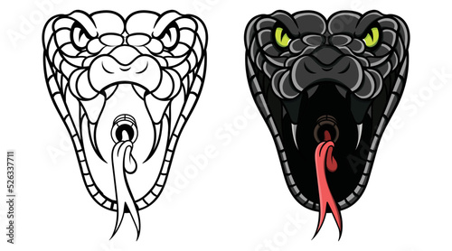 Snake cobra vector, Rattlesnake illustration, Snake head illustration,  isolated on white background, Mascot e-sport logo design, Snake head, Print design for t-shirt, Slogan print design,