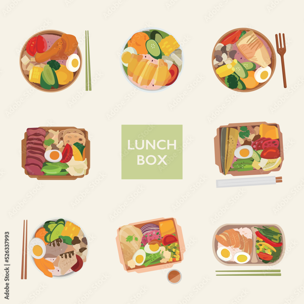Fototapeta premium Healthy Bento Box Illustration