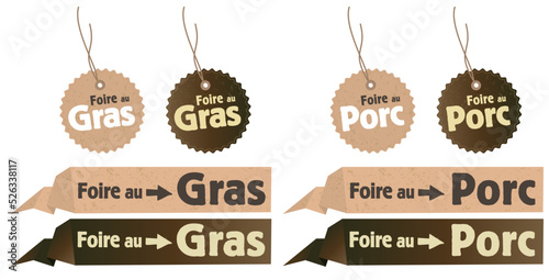Étiquette papier kraft, foire au Gras, foire au Porc