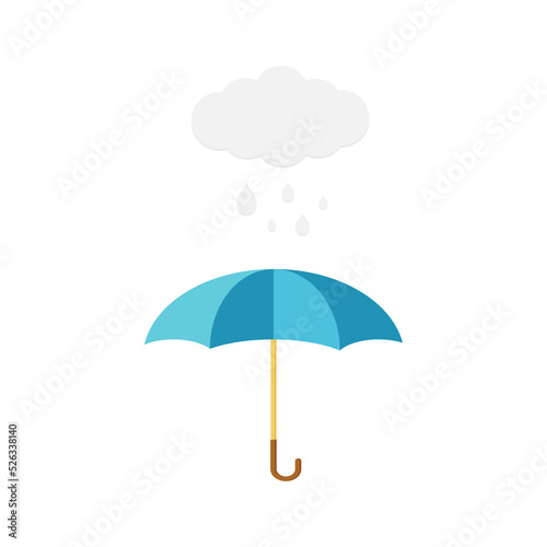 Cloud  rain and opened umbrella in the rain 