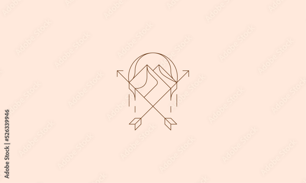 Monoline Mountain Arrow Adventure Line Art Monoline Mountain Arrow Adventure Line Art