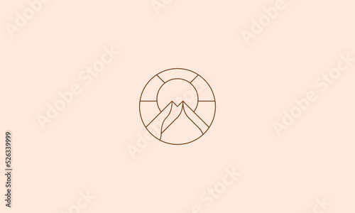 Monoline Mountain Adventure Line Art
