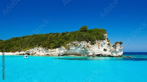 Paxos. Blue cave and bay in the Ionian Sea in Greece. photo