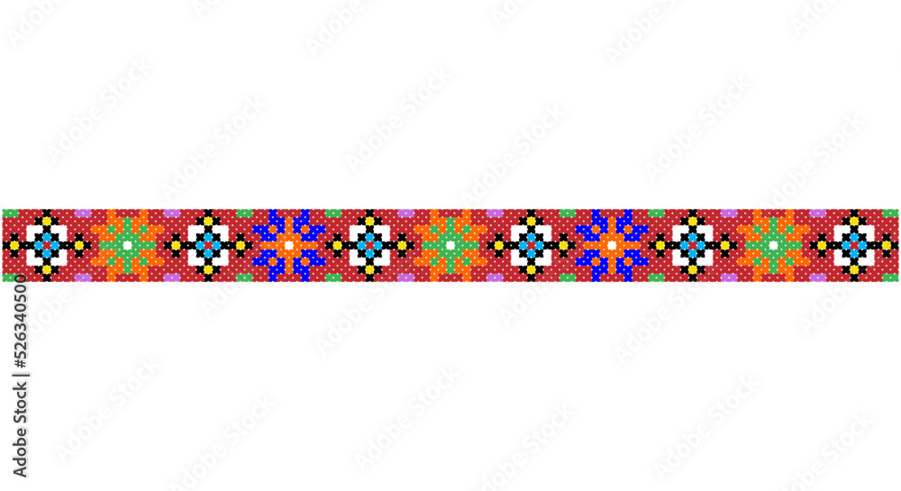 Fototapeta premium Embroidered good like old handmade cross-stitch ethnic Ukraine pattern. Ukrainian towel ornament, rushnyk called, vector.