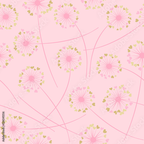 Dandelion blowing vector floral seamless pattern.