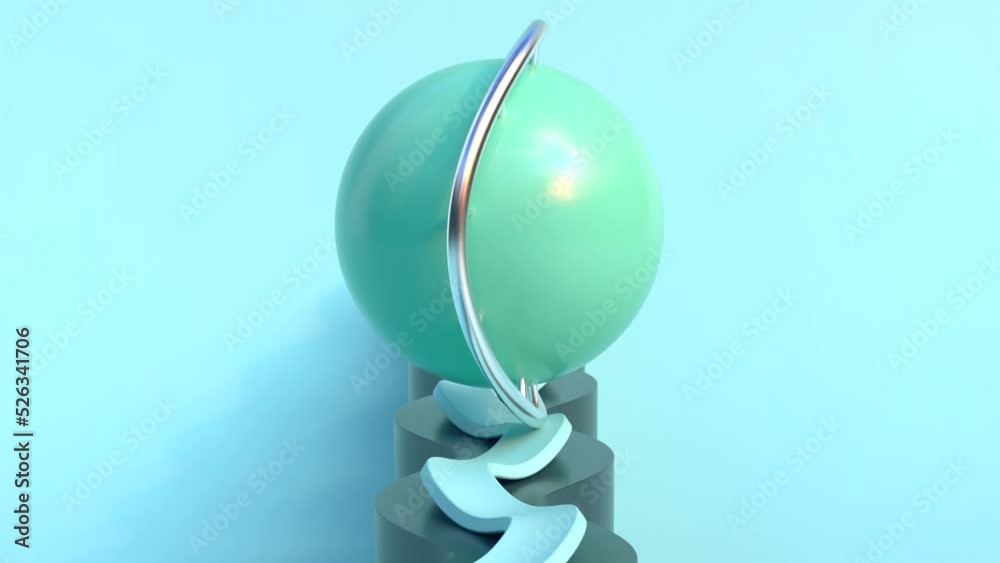 4K video animation. Looped animated background of a sphere sliding on a wavy line.