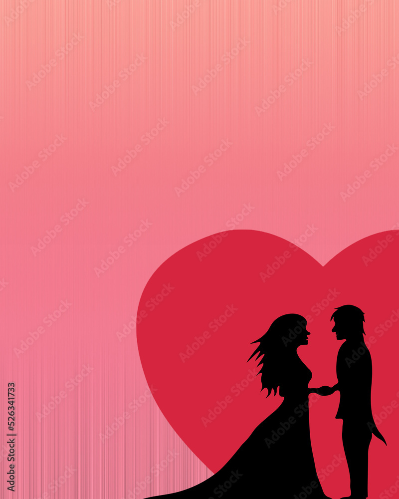 silhouette of a wedding couple,suitable for wedding decorations.