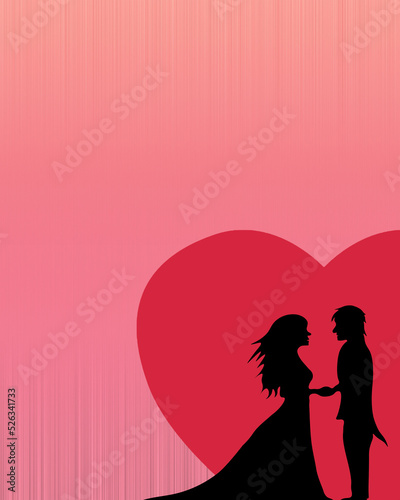 silhouette of a wedding couple,suitable for wedding decorations.