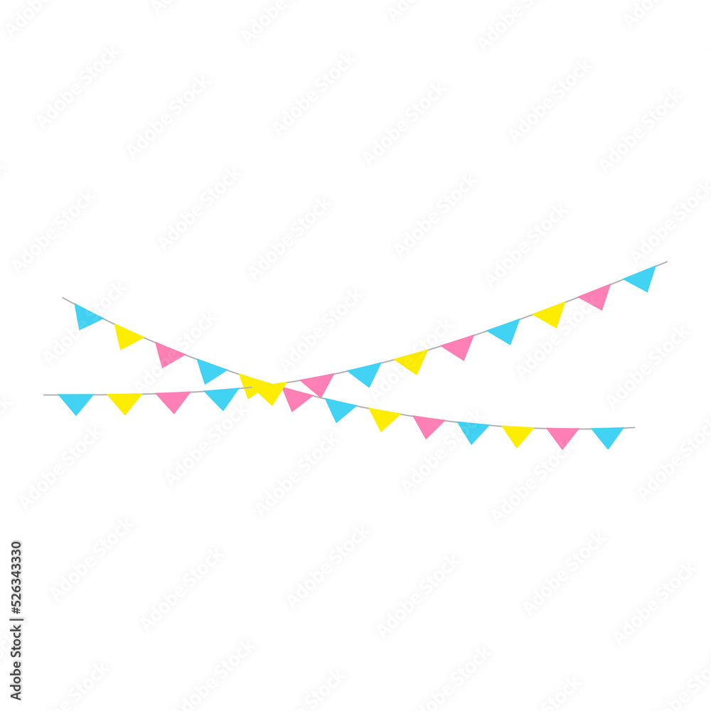 Happy birthday party, birthday party, colorful party flags, flat vector illustration and icons Happy birthday party, birthday party, colorful party flags, flat vector illustration and icons