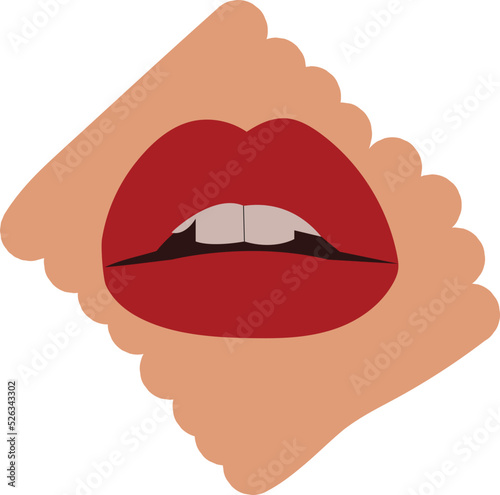 Beautiful lips vector of a girl with red lipstick.