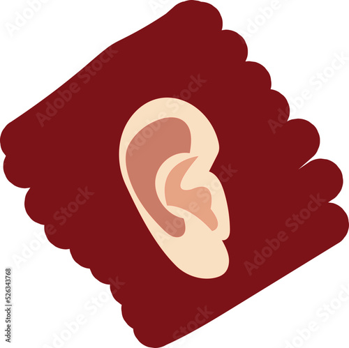 Human ear on a beautiful background.