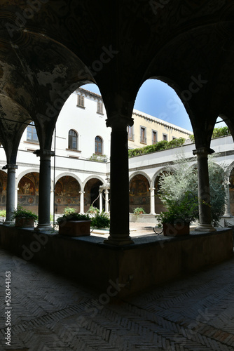 The cloister of the church of Santa Maria la Nova, now a museum, in Naples, Italy.