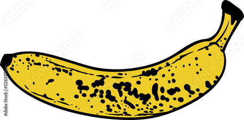 Old rotten banana with dark spots png illustration
